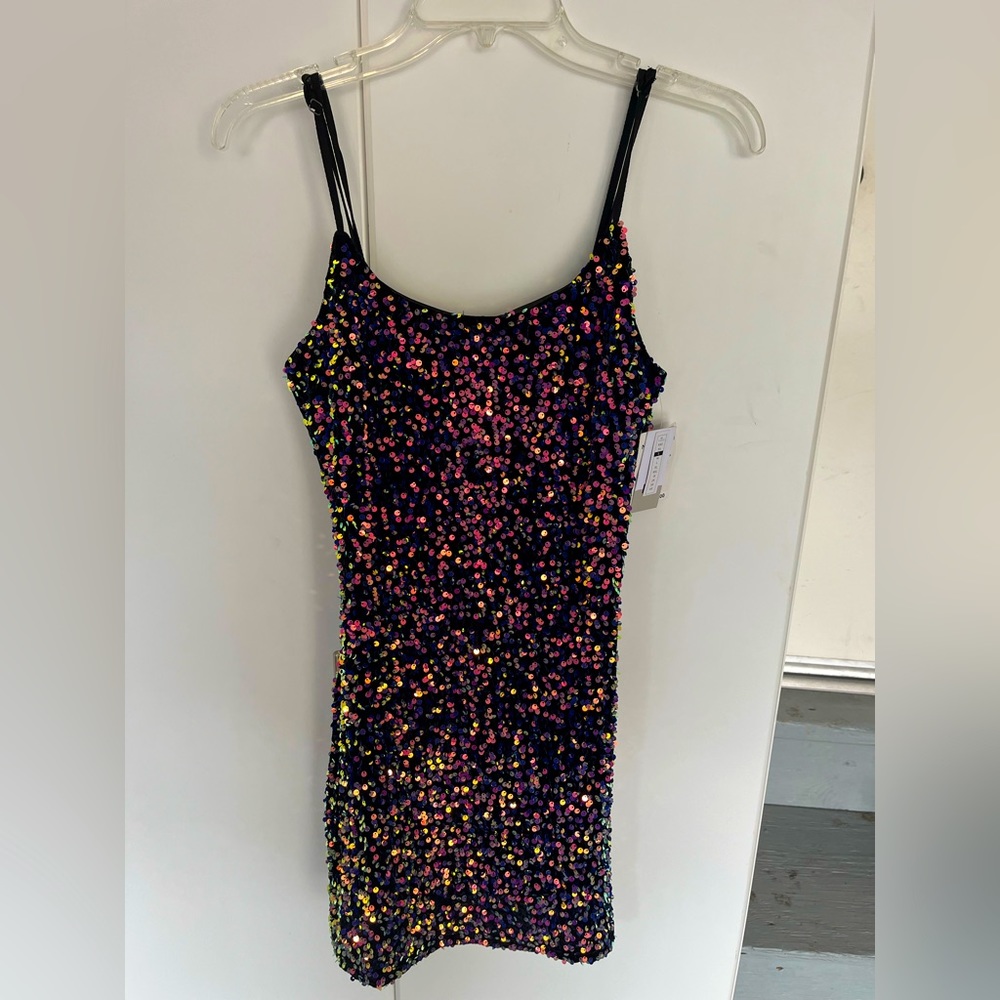 Black Multi sequins dress NWT